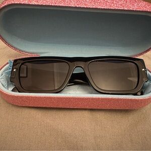 Chiara Ferragni Black Rectangular Sunglasses with Gold Detail